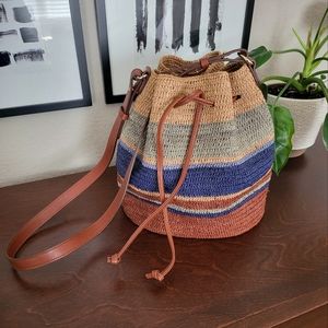 Sezane raffia bucket bag